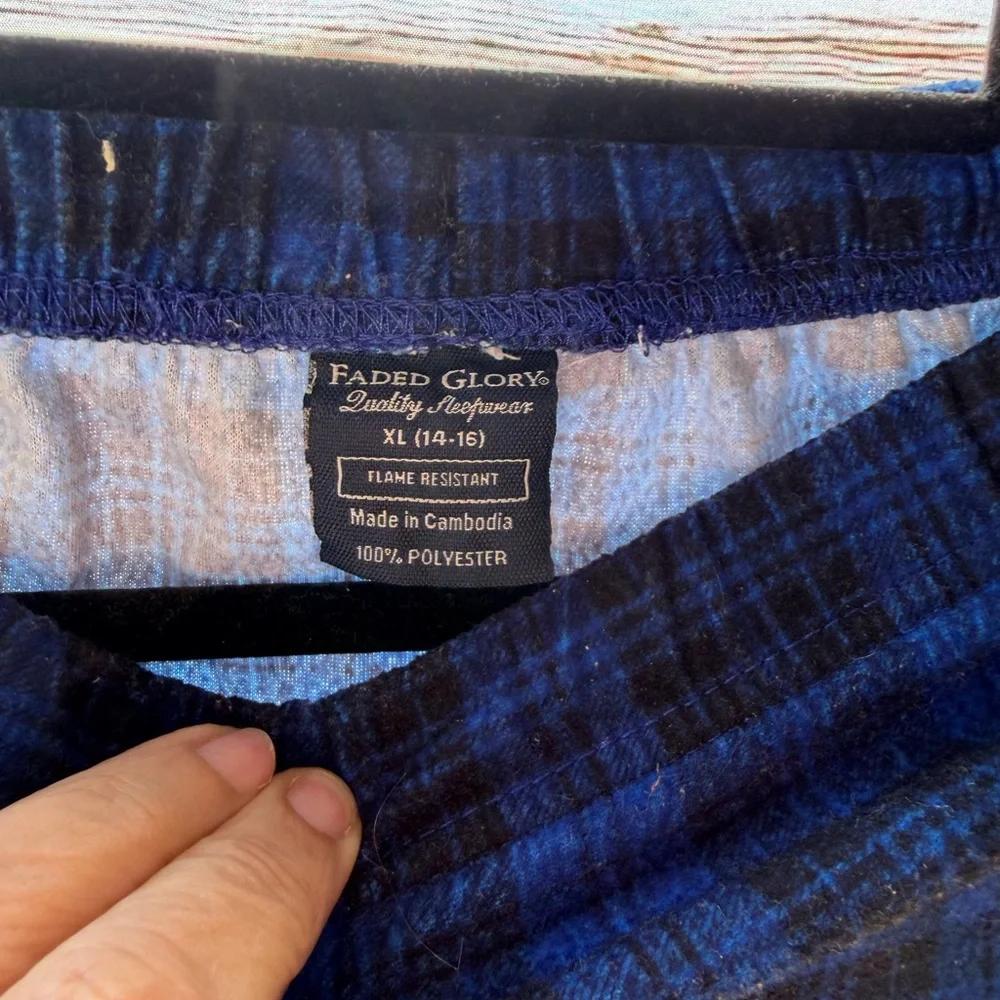 Faded‎ Glory Blue and Black Checkered Pants